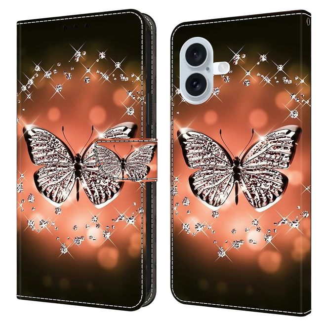 iPhone 17 Handy Hülle - Leder Bookcover Image Series - Kristall Schmetterling