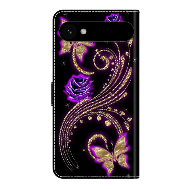 iPhone Air Handy Hülle - Leder Bookcover Image Series - purpurne Blumen und Schmetterling