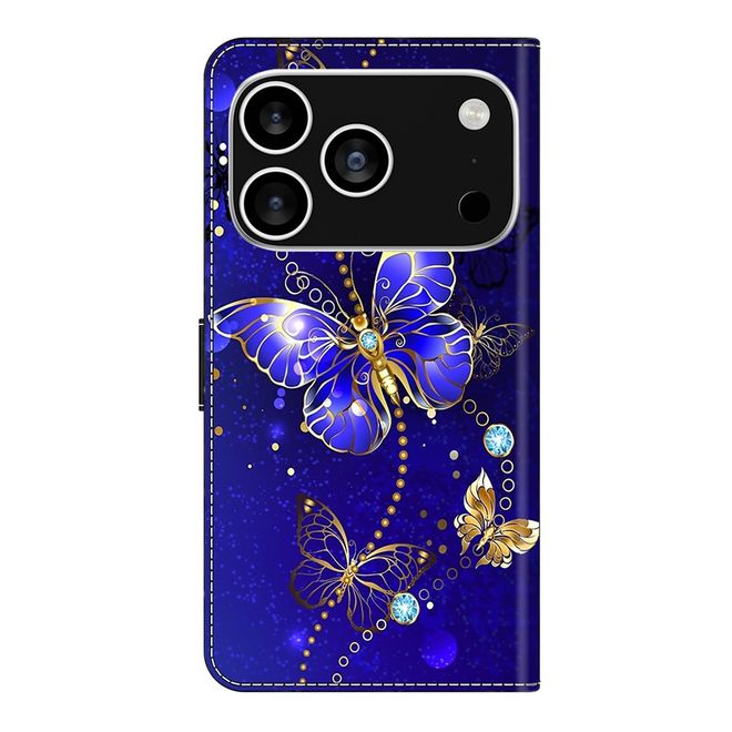 iPhone 17 Pro Max Handy Hülle - Leder Bookcover Image Series - Diamant Schmetterling