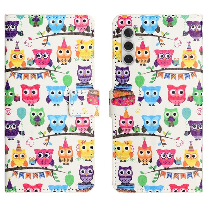 Samsung Galaxy S25 FE Handy Hülle - Leder Bookcover Image Series - kleine Eulen