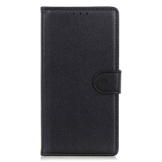 Samsung Galaxy S25 FE Handy Hülle - Litchi Leder Bookcover Series - schwarz