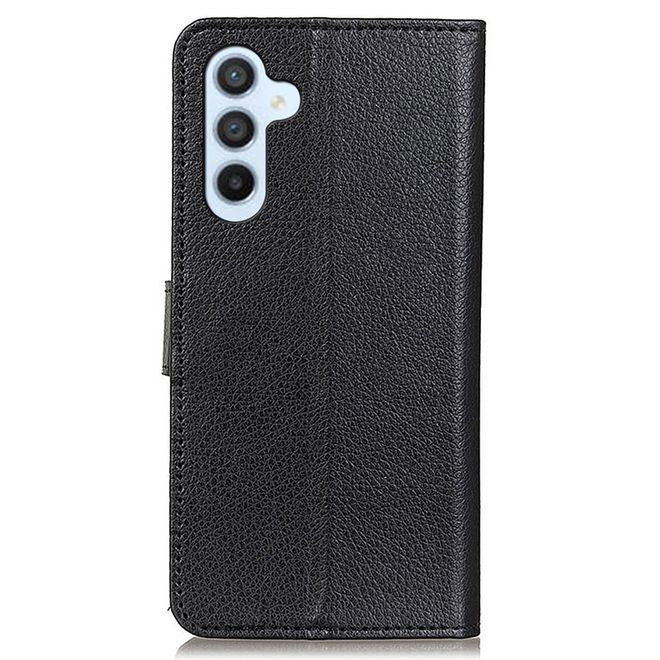 Samsung Galaxy S25 FE Handy Hülle - Litchi Leder Bookcover Series - schwarz