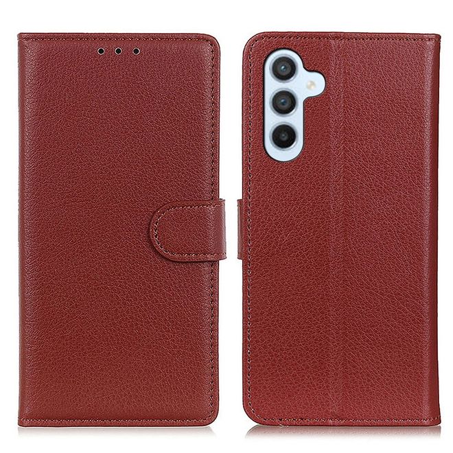 Samsung Galaxy S25 FE Handy Hülle - Litchi Leder Bookcover Series - braun