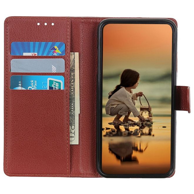 Samsung Galaxy S25 FE Handy Hülle - Litchi Leder Bookcover Series - braun