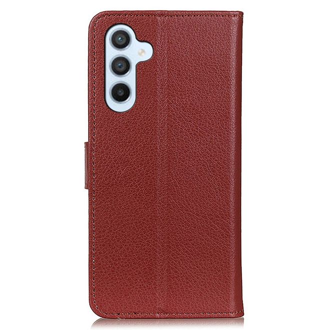 Samsung Galaxy S25 FE Handy Hülle - Litchi Leder Bookcover Series - braun