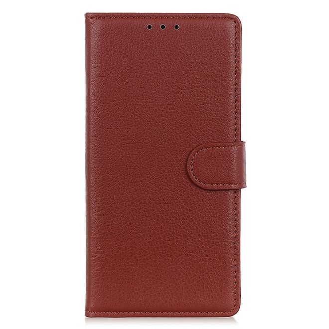 Samsung Galaxy S25 FE Handy Hülle - Litchi Leder Bookcover Series - braun