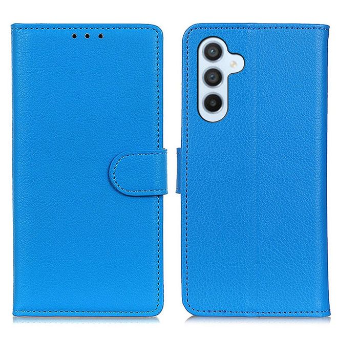 Samsung Galaxy S25 FE Handy Hülle - Litchi Leder Bookcover Series - blau