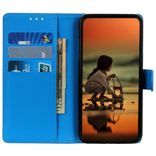 Samsung Galaxy S25 FE Handy Hülle - Litchi Leder Bookcover Series - blau