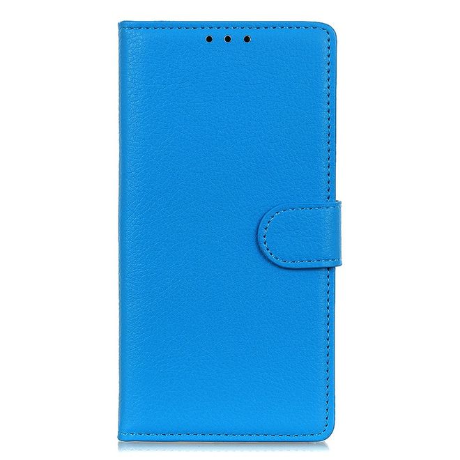Samsung Galaxy S25 FE Handy Hülle - Litchi Leder Bookcover Series - blau