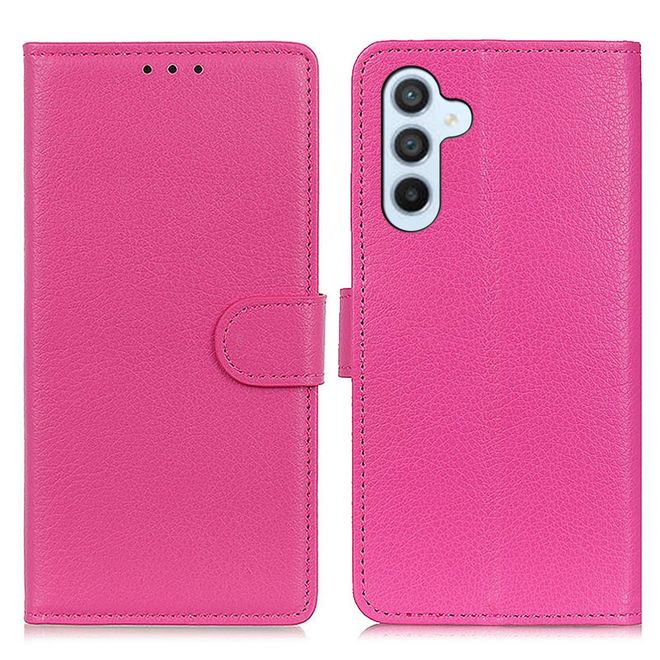 Samsung Galaxy S25 FE Handy Hülle - Litchi Leder Bookcover Series - pink