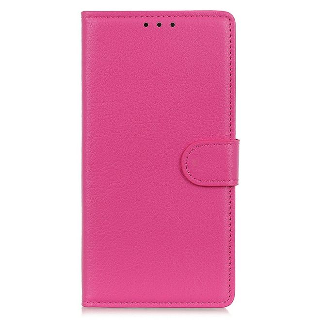 Samsung Galaxy S25 FE Handy Hülle - Litchi Leder Bookcover Series - pink