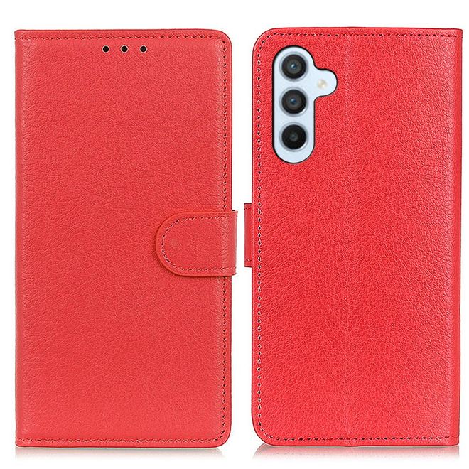 Samsung Galaxy S25 FE Handy Hülle - Litchi Leder Bookcover Series - rot