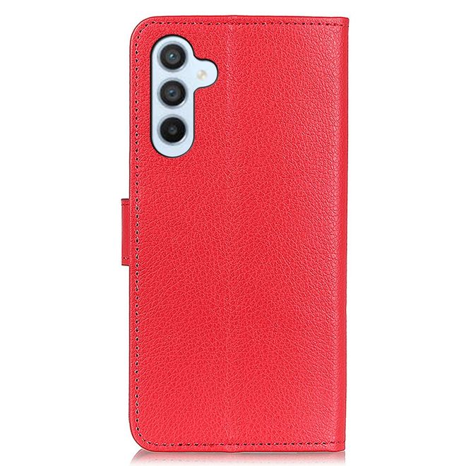 Samsung Galaxy S25 FE Handy Hülle - Litchi Leder Bookcover Series - rot