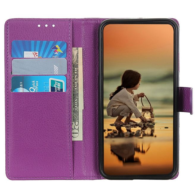 Samsung Galaxy S25 FE Handy Hülle - Litchi Leder Bookcover Series - purpur