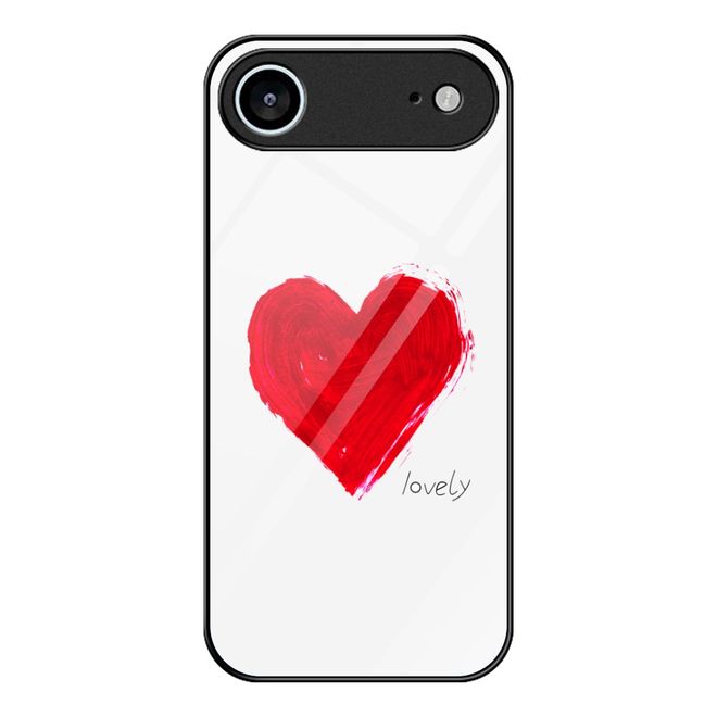 Coque pour iPhone Air - Coque rigide en verre trempé avec bords souples en TPU - Cœur rouge