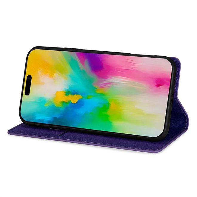 iPhone Air Handy Hülle - Glitzer Leder Bookcover - PU Leather Bling Series - purpur