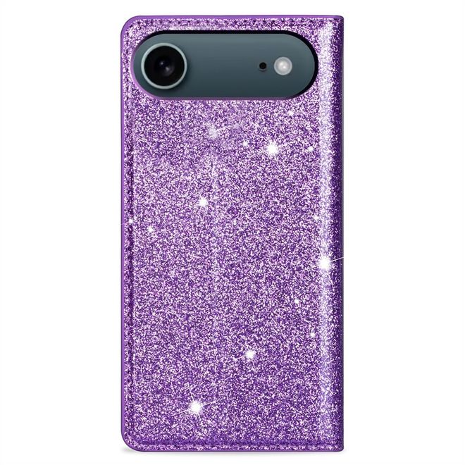 iPhone Air Handy Hülle - Glitzer Leder Bookcover - PU Leather Bling Series - purpur