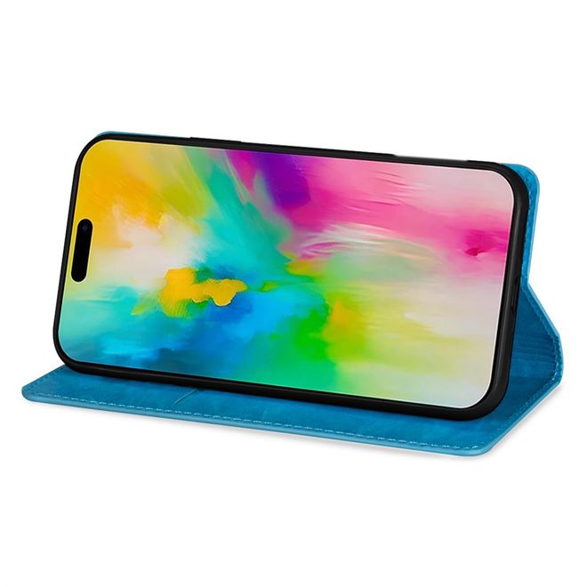iPhone Air Handy Hülle - Glitzer Leder Bookcover - PU Leather Bling Series - blau