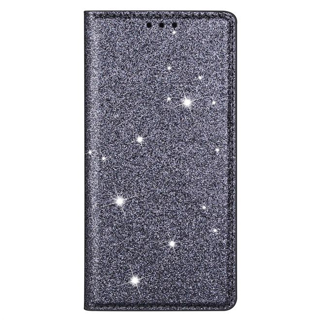 iPhone Air Handy Hülle - Glitzer Leder Bookcover - PU Leather Bling Series - grau