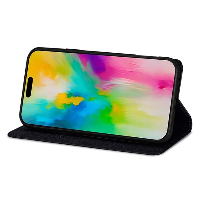 iPhone Air Handy Hülle - Glitzer Leder Bookcover - PU Leather Bling Series - schwarz