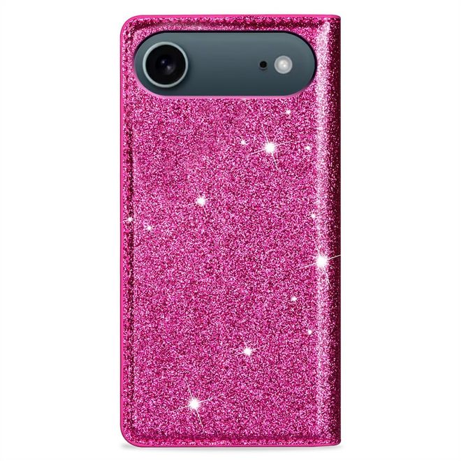 iPhone Air Handy Hülle - Glitzer Leder Bookcover - PU Leather Bling Series - pink