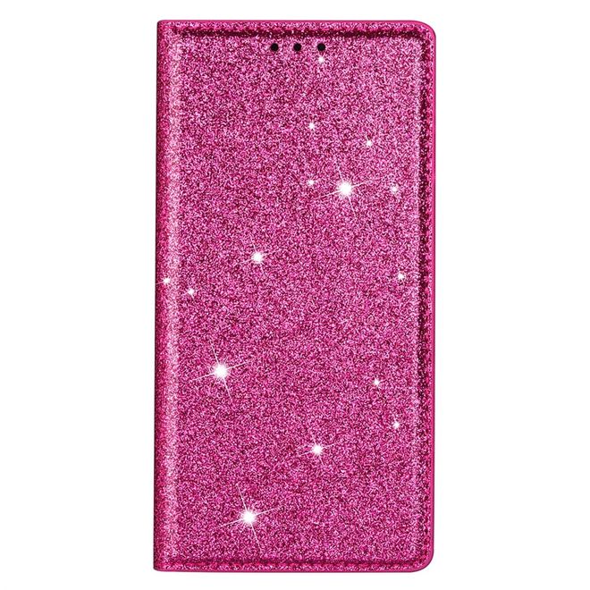 iPhone 17 Pro Handy Hülle - Glitzer Leder Bookcover - PU Leather Bling Series - pink