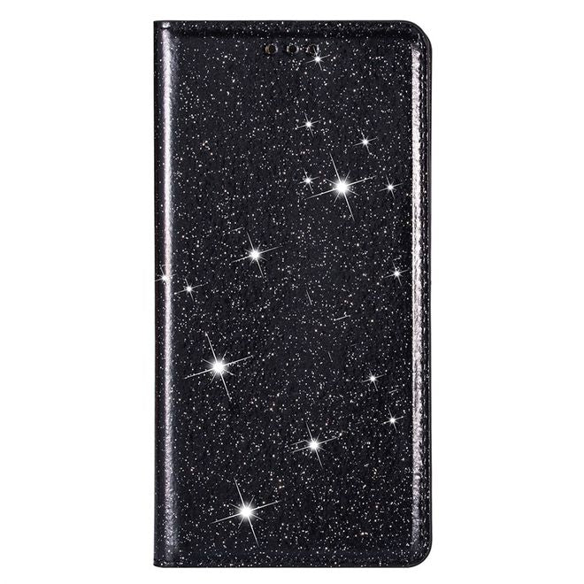 iPhone 17 Pro Max Handy Hülle - Glitzer Leder Bookcover - PU Leather Bling Series - schwarz