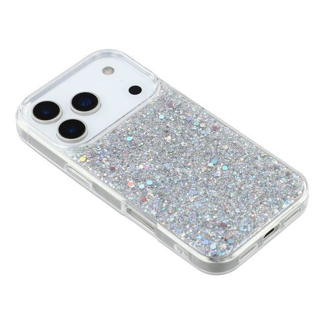 iPhone 17 Pro Handy Hülle - Glitzer TPU Softcase Series - silber
