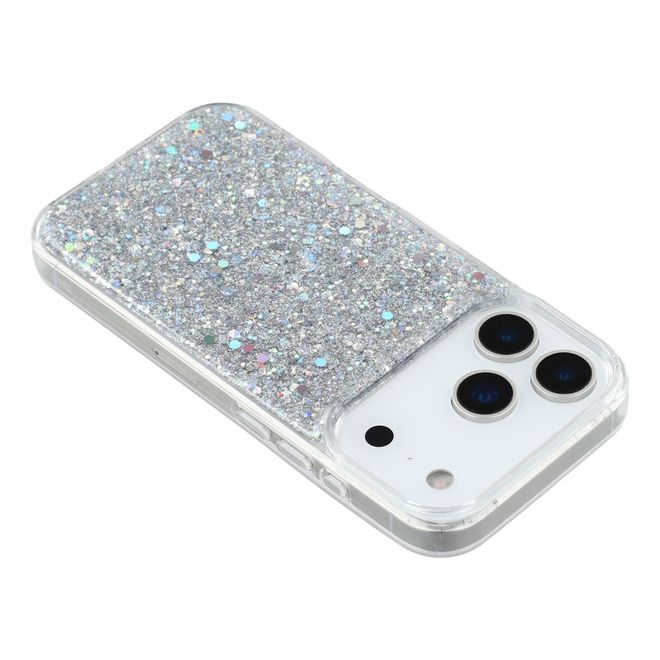 iPhone 17 Pro Max Handy Hülle - Glitzer TPU Softcase Series - silber