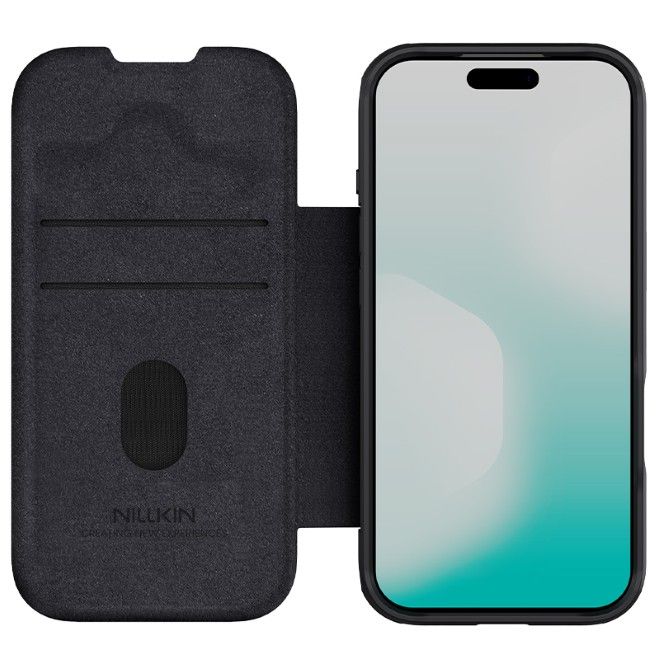 Nillkin - iPhone 17 Pro Hülle - Leder Book Case - Qin Pro Series - schwarz