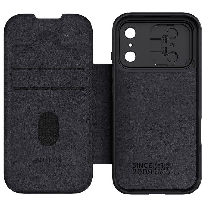 Nillkin - iPhone 17 Pro Hülle - Leder Book Case - Qin Pro Series - schwarz
