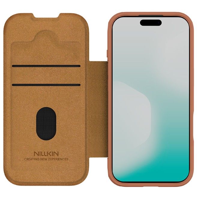 Nillkin - iPhone 17 Pro Hülle - Leder Book Case - Qin Pro Series - braun
