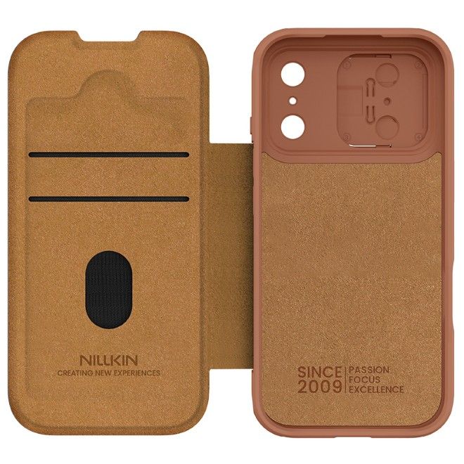 Nillkin - iPhone 17 Pro Hülle - Leder Book Case - Qin Pro Series - braun