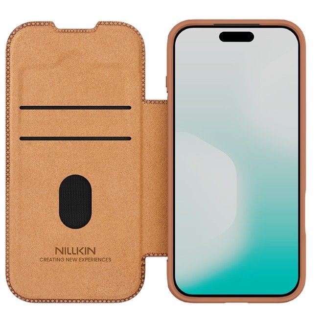 Nillkin - iPhone 17 Pro Max Hülle - Leder Book Case - Qin Pro Series - braun