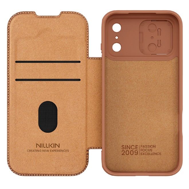 Nillkin - iPhone 17 Pro Max Hülle - Leder Book Case - Qin Pro Series - braun