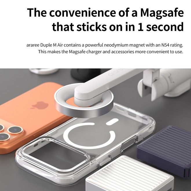 Araree - iPhone 17 Pro Hülle - Case aus TPU und PC - MagSafe kompatibel - Duple M Air Series - hellgrau