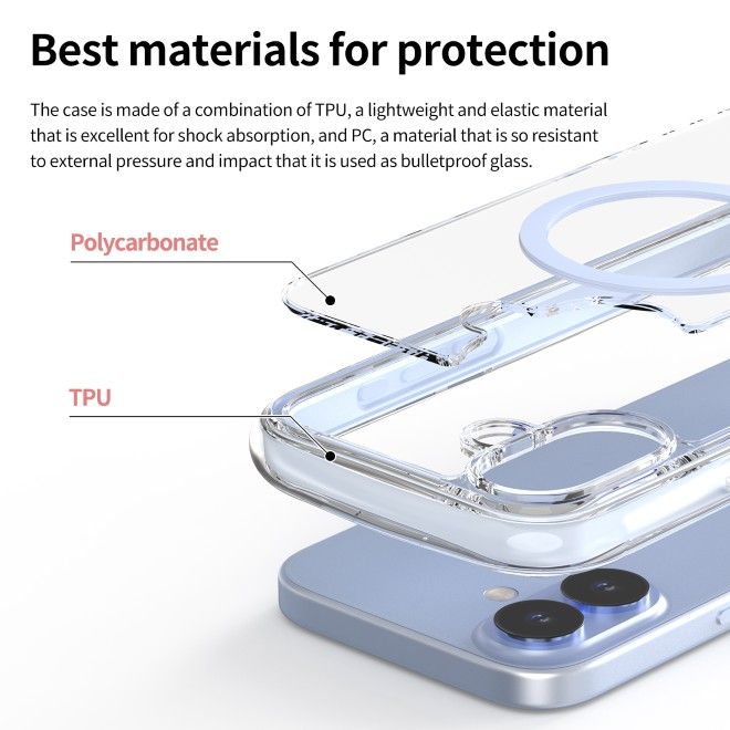 Araree - iPhone 17 Pro Hülle - Case aus TPU und PC - MagSafe kompatibel - Duple M Air Series - hellgrau