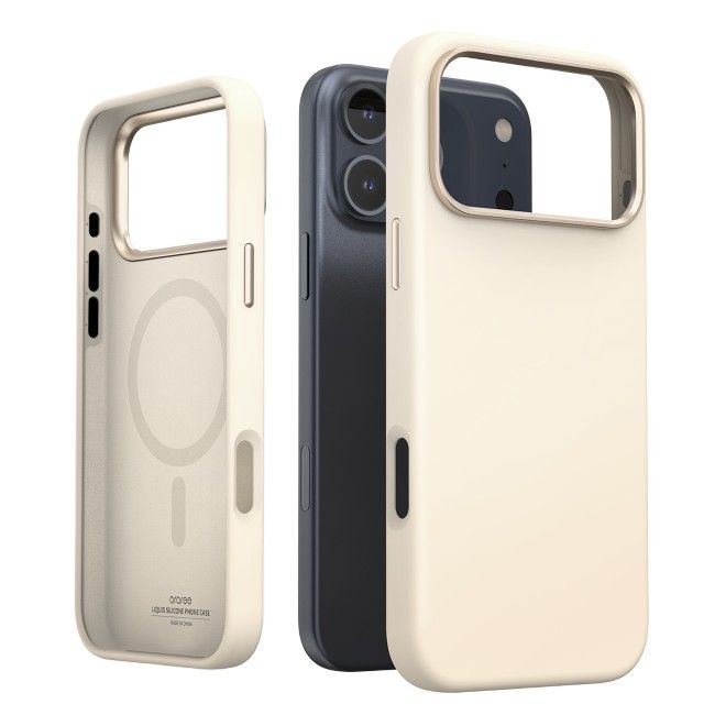 Araree - iPhone 17 Pro Max Hülle - Silikon Softcase - MagSafe kompatibel - Typo Skin M Series - grau