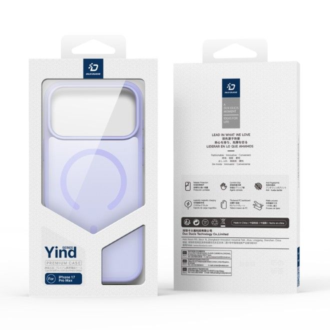 Dux Ducis - iPhone 17 Pro Max Hülle - TPU und PC Hardcase - MagSafe kompatibel - Yind Open Ring Series - hellpurpur