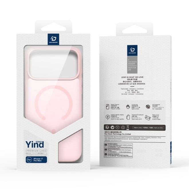 Dux Ducis - iPhone 17 Pro Max Hülle - TPU und PC Hardcase - MagSafe kompatibel - Yind Open Ring Series - hellpink