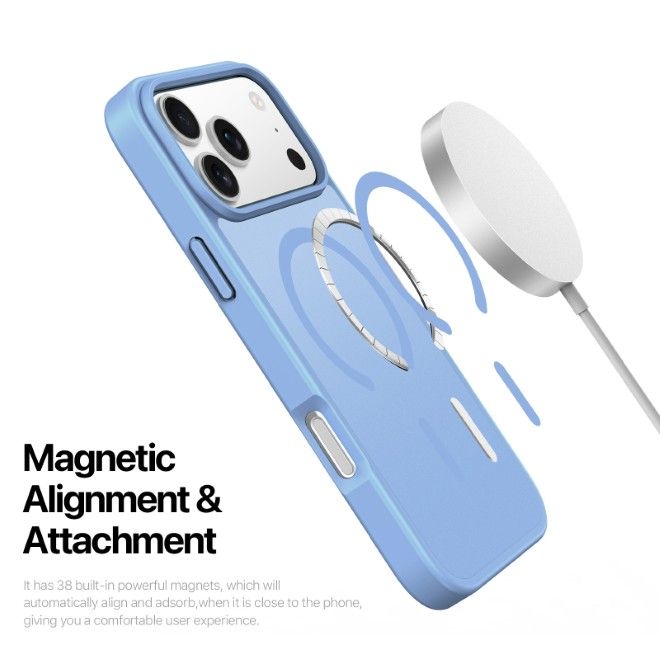 Dux Ducis - iPhone 17 Pro Max Hülle - TPU und PC Hardcase - MagSafe kompatibel - Yind Open Ring Series - hellblau