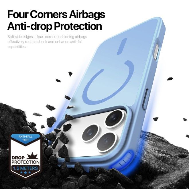 Dux Ducis - iPhone 17 Pro Max Hülle - TPU und PC Hardcase - MagSafe kompatibel - Yind Open Ring Series - hellblau