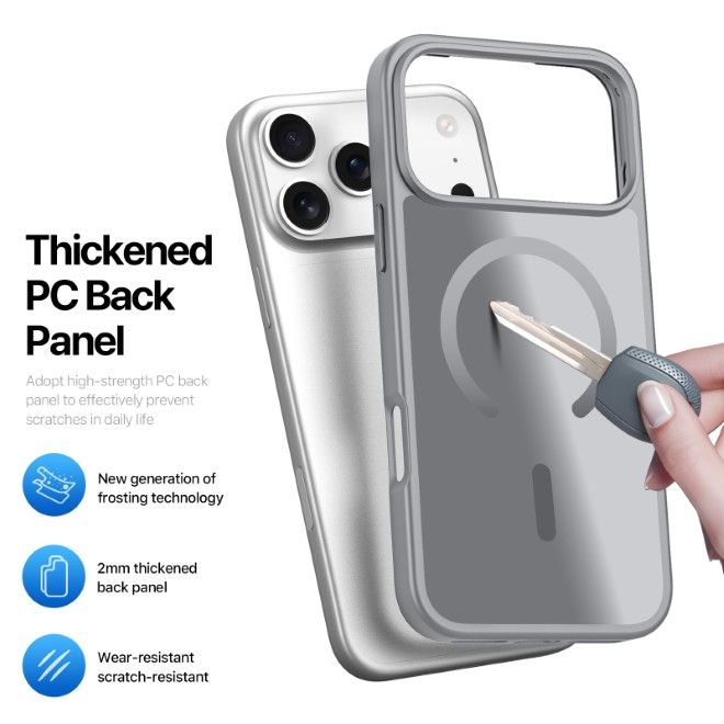 Dux Ducis - iPhone 17 Pro Max Hülle - TPU und PC Hardcase - MagSafe kompatibel - Yind Open Ring Series - grau