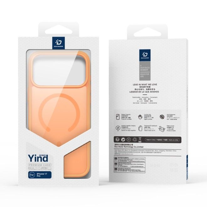 Dux Ducis - iPhone 17 Pro Hülle - TPU und PC Hardcase - MagSafe kompatibel - Yind Open Ring Series - orange