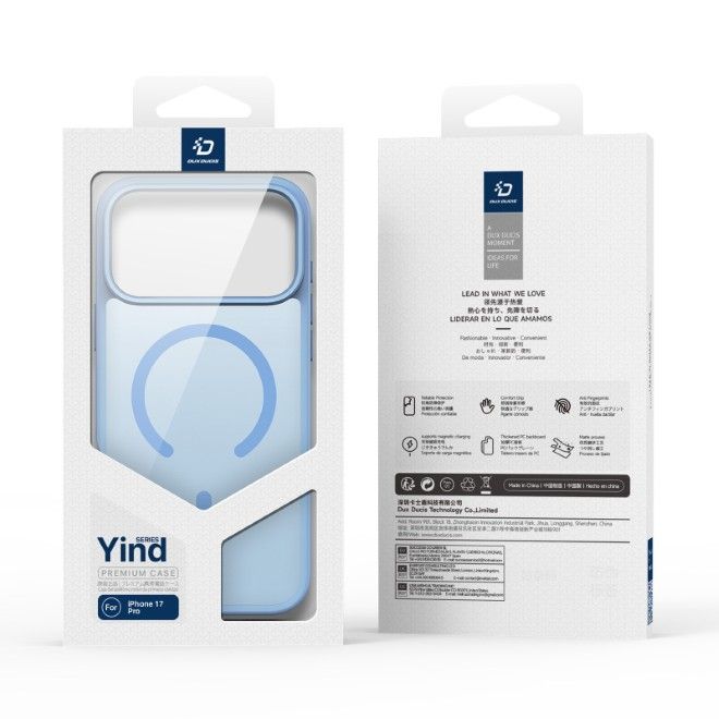 Dux Ducis - iPhone 17 Pro Hülle - TPU und PC Hardcase - MagSafe kompatibel - Yind Open Ring Series - hellblau