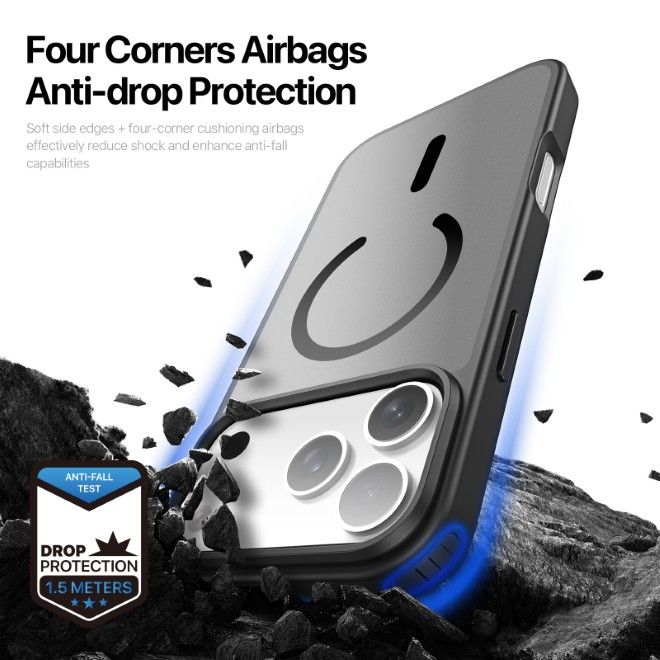 Dux Ducis - iPhone 17 Pro Hülle - TPU und PC Hardcase - MagSafe kompatibel - Yind Open Ring Series - schwarz