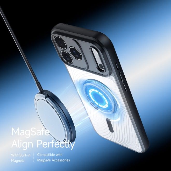 Dux Ducis - iPhone 17 Pro Max Hülle - Hardcase - MagSafe - Aimo Mag Open Ring Series - schwarz