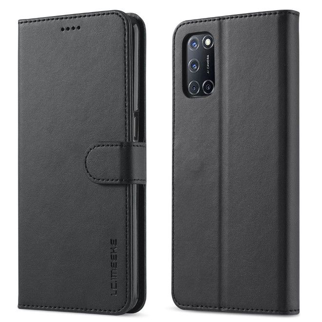 Oppo A54 5G / A74 5G Handy Hülle - Classic II Leder Bookcover Series - schwarz