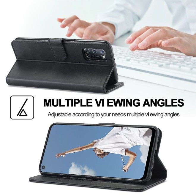 Oppo A54 5G / A74 5G Handy Hülle - Classic II Leder Bookcover Series - schwarz