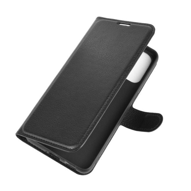 Oppo Reno4 5G Phone Case - Litchi Leather Bookcover Series - Black